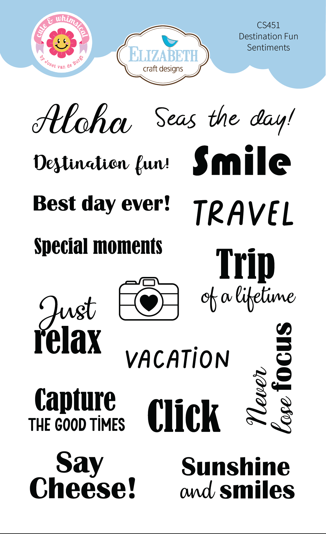 Elizabeth Craft Designs Destination Fun Sentiments Stamp Set